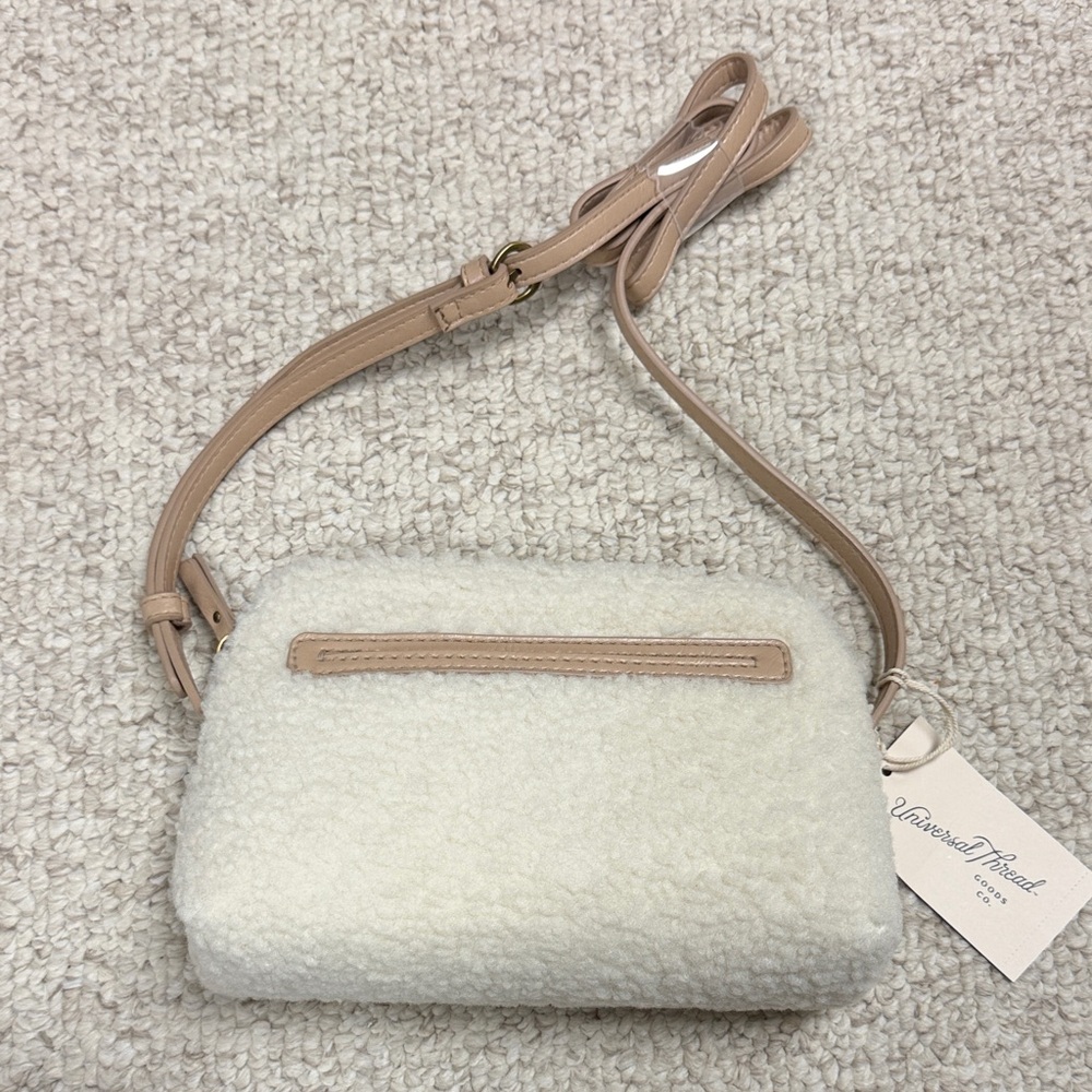 Universal Thread Cream Sherpa Crossbody with Nude Strap